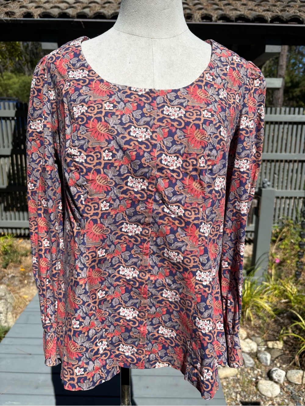 Liberty of London True Vintage Floral Blouse with Wooden Buttons